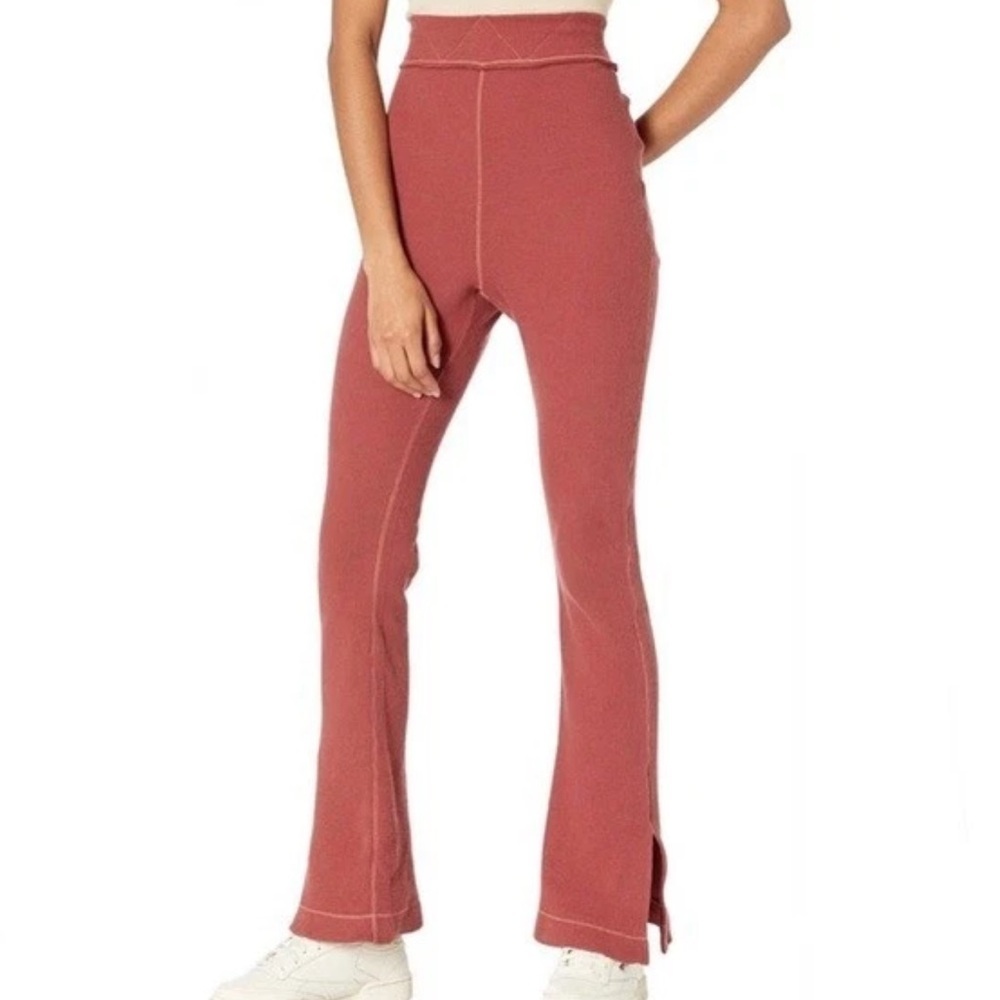 Free People Under The Stars Slim Fit Waffle Knit Thermal PJ Pants In Rosewood M‎